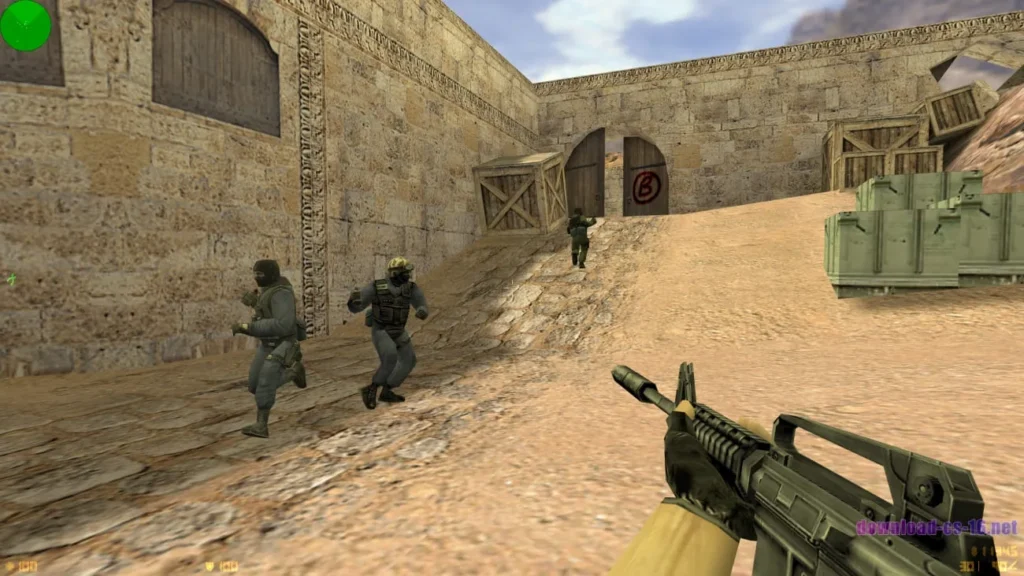 CS 1.6 Оригинал 6 Бойцы бегут по карте в Контр-Страйк 1.6